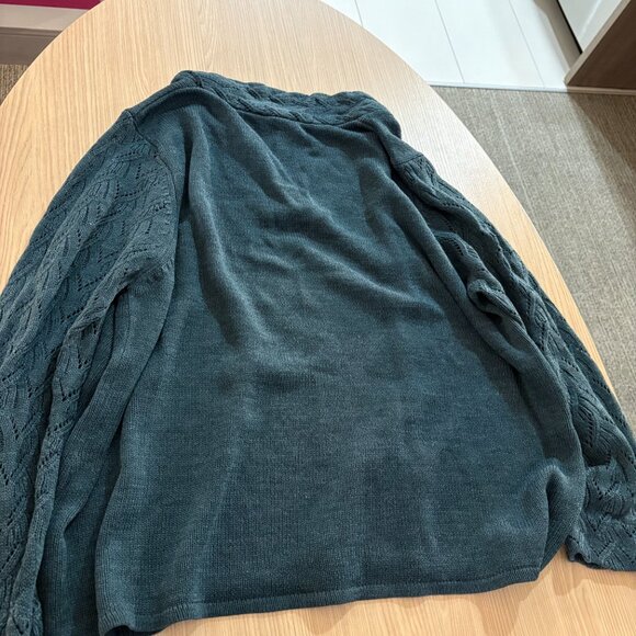 Coldwater Creek V Neck Sweater 2X Dark Teal Green Acrylic Long Sleeve Pullover - Picture 3 of 3